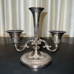 Antique, silver candleholder. With bud vase in the middle